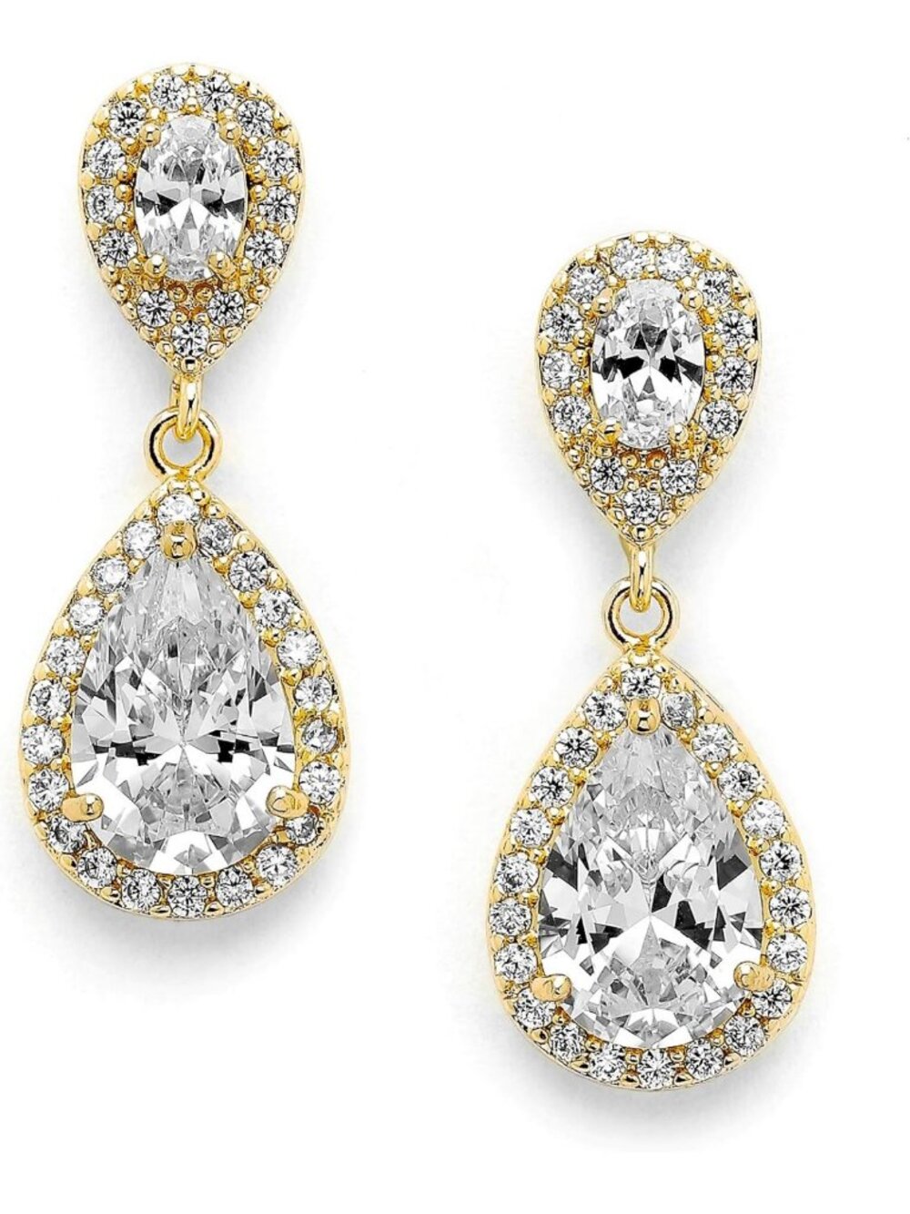 Elegant Cubic Zirconia Teardrop Dangle Earrings for Weddings, Prom & Everyday